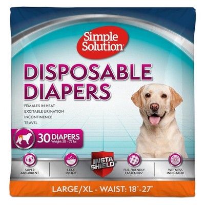 Simple Solution Disposable Female Dog Diapers, Super Absorbent, Large, 30 Count