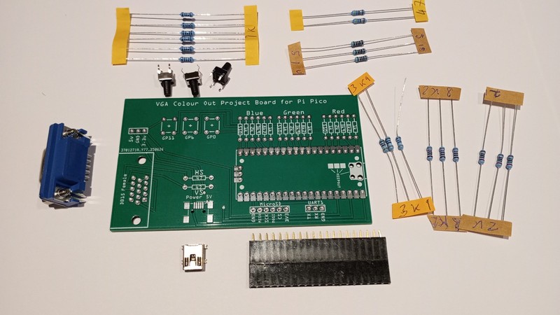 Colour VGA Output & Serial Terminal & SD Card Project for Raspberry Pi Pico- Kit