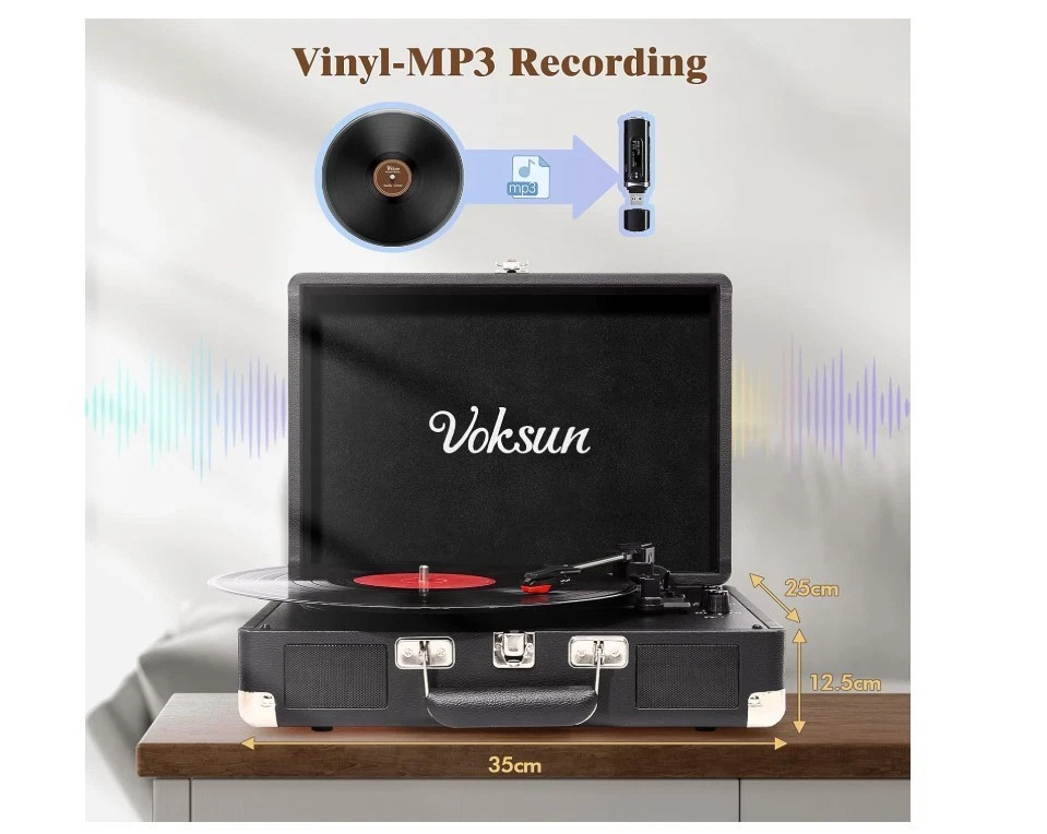 Plattenspieler USB schwarz Koffer C210 3-Gang-Plattenspieler Bluetooth - Bild 2 von 4