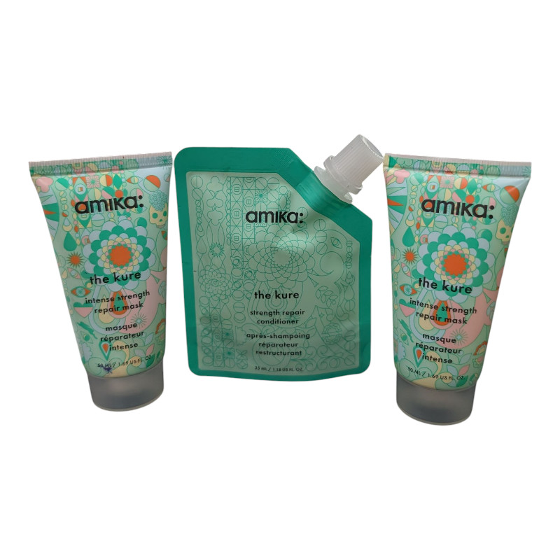 Amika The Kure Strength Repair Conditioner, & Hair Mask 3pc Bundle