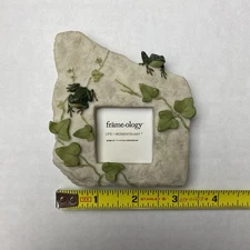 Vintage 1997 Frameology 3D Frog 1.25” Square Mini Picture Frame 3.5x3.25”