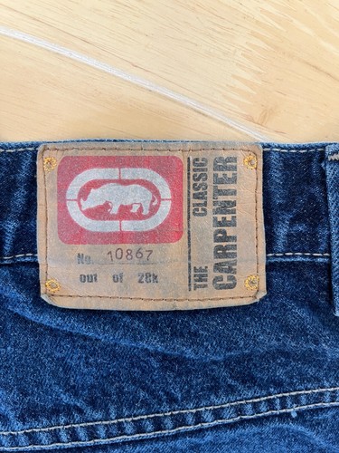 Vintage Ecko Unltd Jeans Mens Baggy Embroidered Carpenter Heavy Hip Hop 34. J34 - Picture 3 of 8
