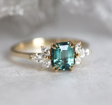 Teal Sapphire Ring-925 Solid Silver Ring-Mother's Day gift-birthday Gift For Her