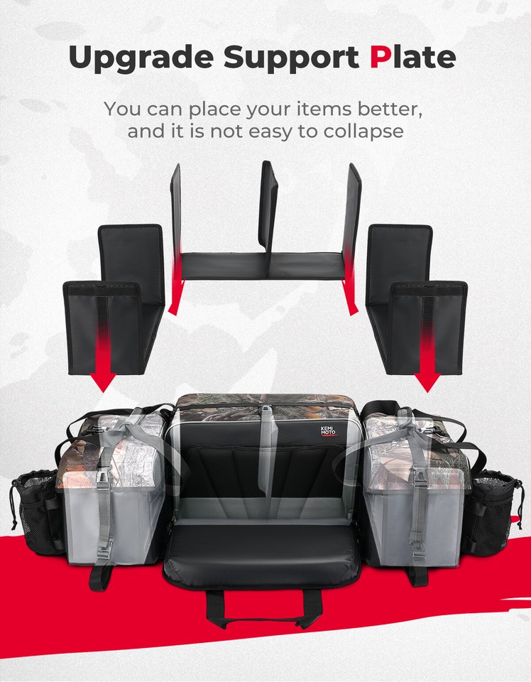 KEMIMOTO Camo Upgraded ATV Rear Seat Rack Storage Bag w/Cushion Cooler ...