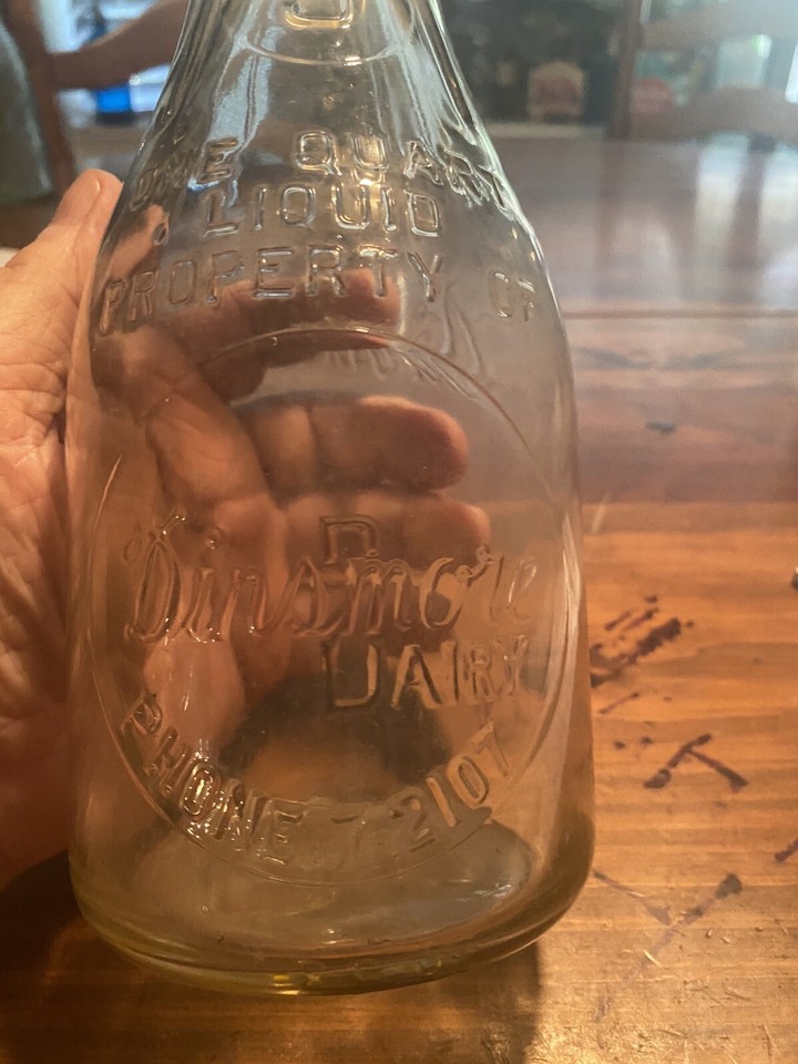 Dinsmore Florida Fla Dinsmore Dairy Milk Bottle Phone 72107 Quart eBay