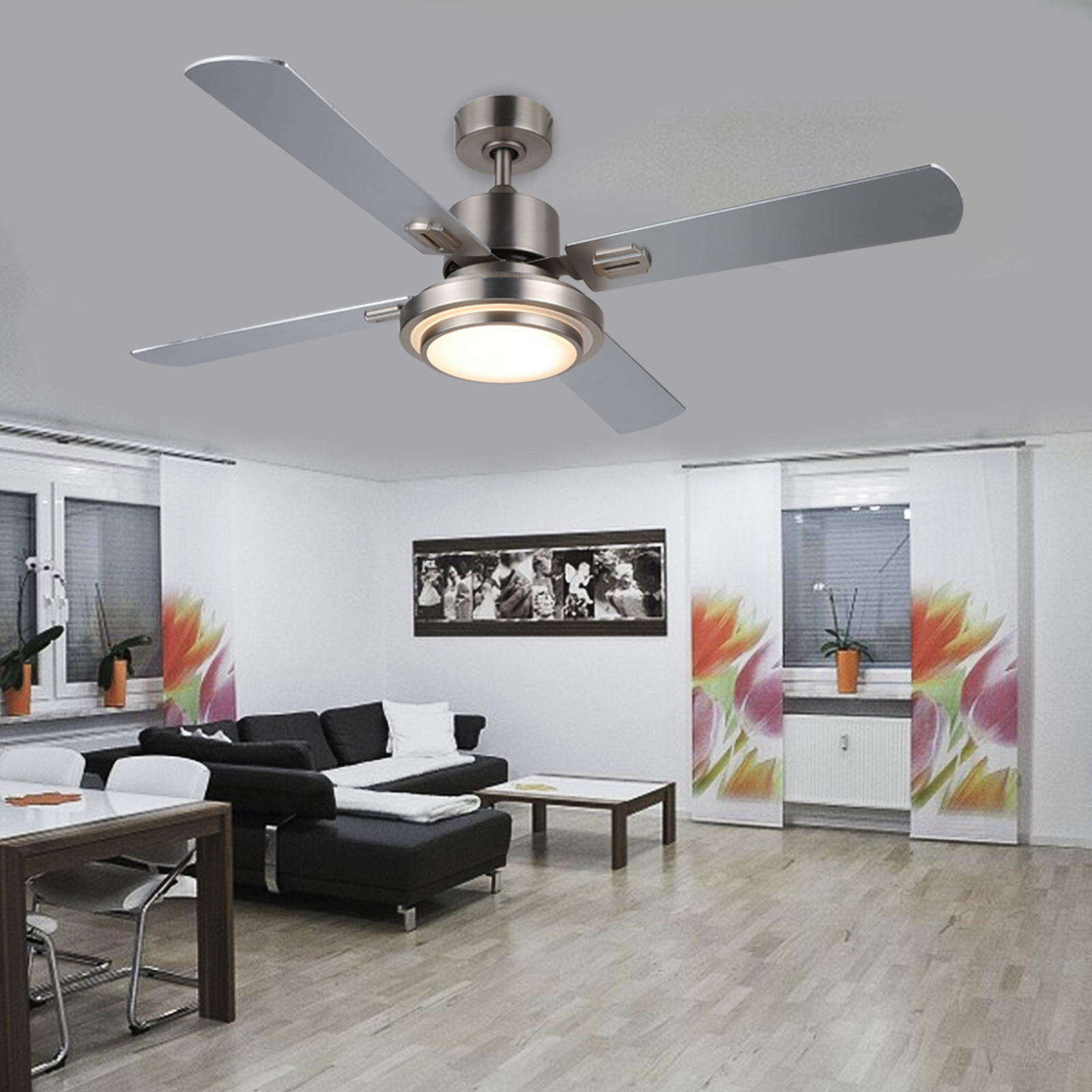 52 Inch Antique Pewter Finish Ceiling Fan Light Factory