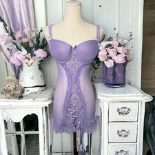 Lilac lace up babydoll slip M Fairy/Cottagecore