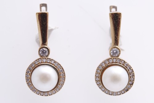 Turkish Handmade Jewelry Big Pearl White 925 Sterling Silver Earring - Picture 2 of 5