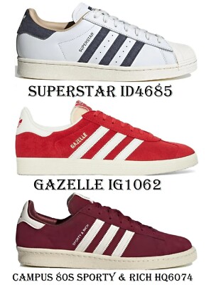 ADIDAS ORIGINALS CAMPUS 80'S SPORTY & RICH SUPERSTAR SCHUHE ROT HERREN