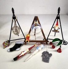 Mixed Lot Of 11 Christmas Tree Ornaments Various Shapes Sizes Color