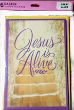 Jesus is Alive Hallmark Dayspring Easter Cards w/ Bible Verse - 6 Pack