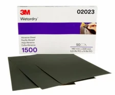 3M 02023 Imperial Wetordry 5 1/2 x 9 Inch Abrasive Paper 10 Sheets 1500 Grit 