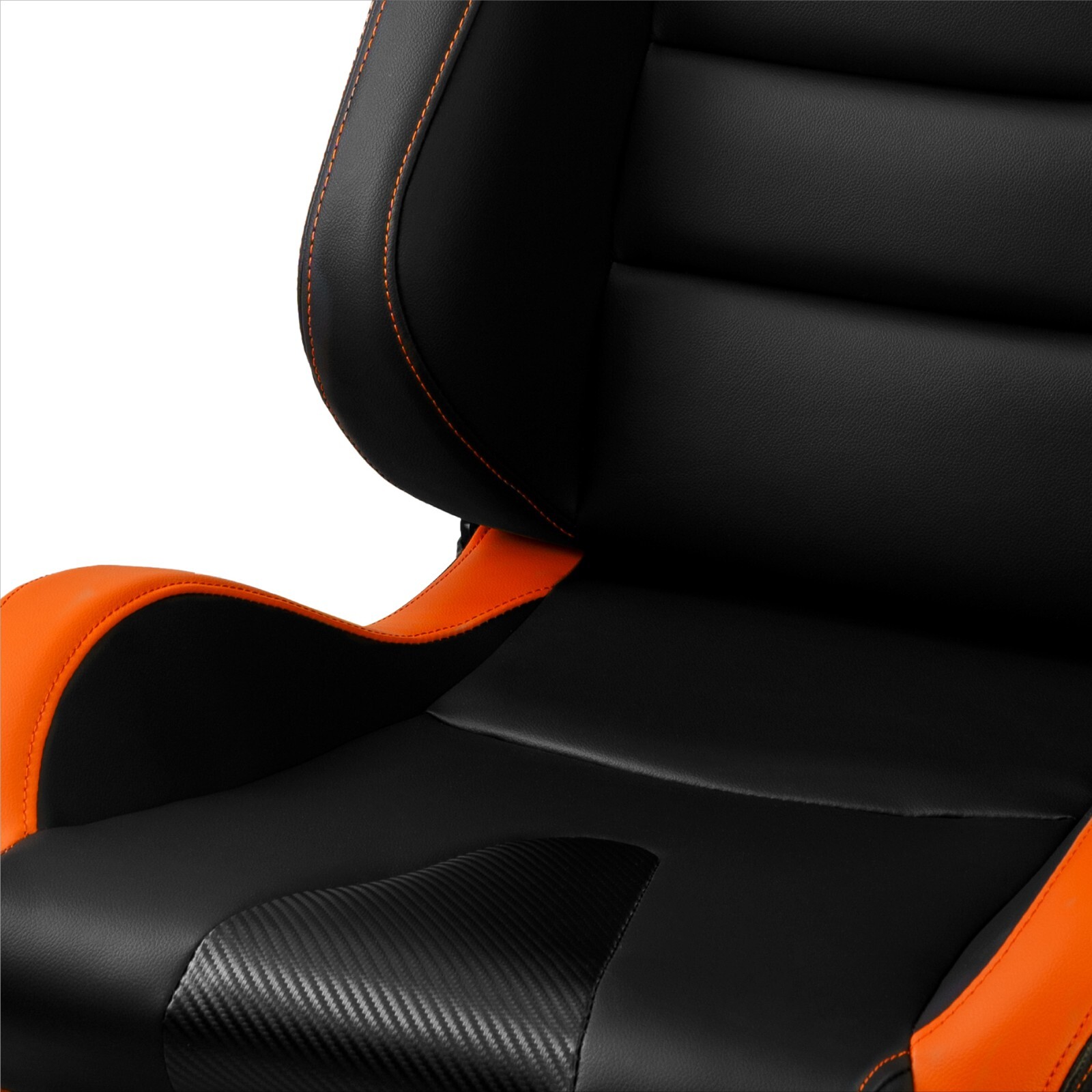 Orange Razor Seats Pair of PVC Carbon Leather Reclinable Sport Racing Seats Silders Black ...