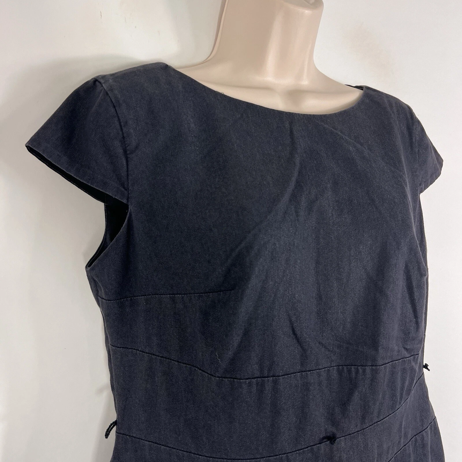 Abito donna Alyx tubino a matita taglia 10 manica corta sopra ginocchio blu chambray