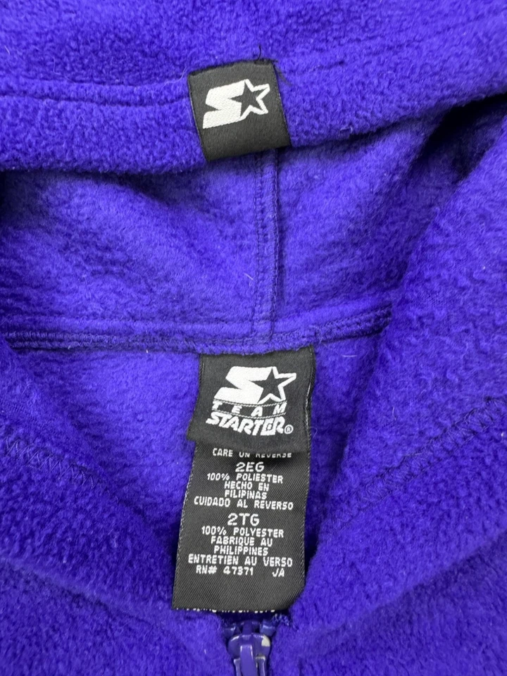 De Colección LSU Tigers Sudadera con Capucha Hombres 2XL Púrpura Polar Equipo Starter Cremallera Completa Sudadera Años 90 Foto 3 de 4