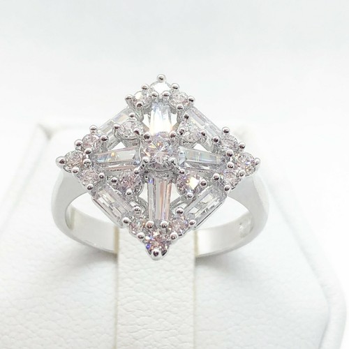 R7232 Joyería de moda para mujeres Blanco Amarillo Oro chapado en racimo Anillo de cóctel Regalo - Imagen 5 de 8