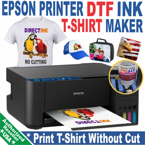 Epson Printer with DTF ink Heat Transfer Print Cotton T-Shirt Maker Start Bundl;
