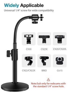 Supporto Regolabile Per Webcam A Collo Di Cigno - Fino A 70cm, Per Logitech E Action Cam, Filettatura 1/4” - Foto 5