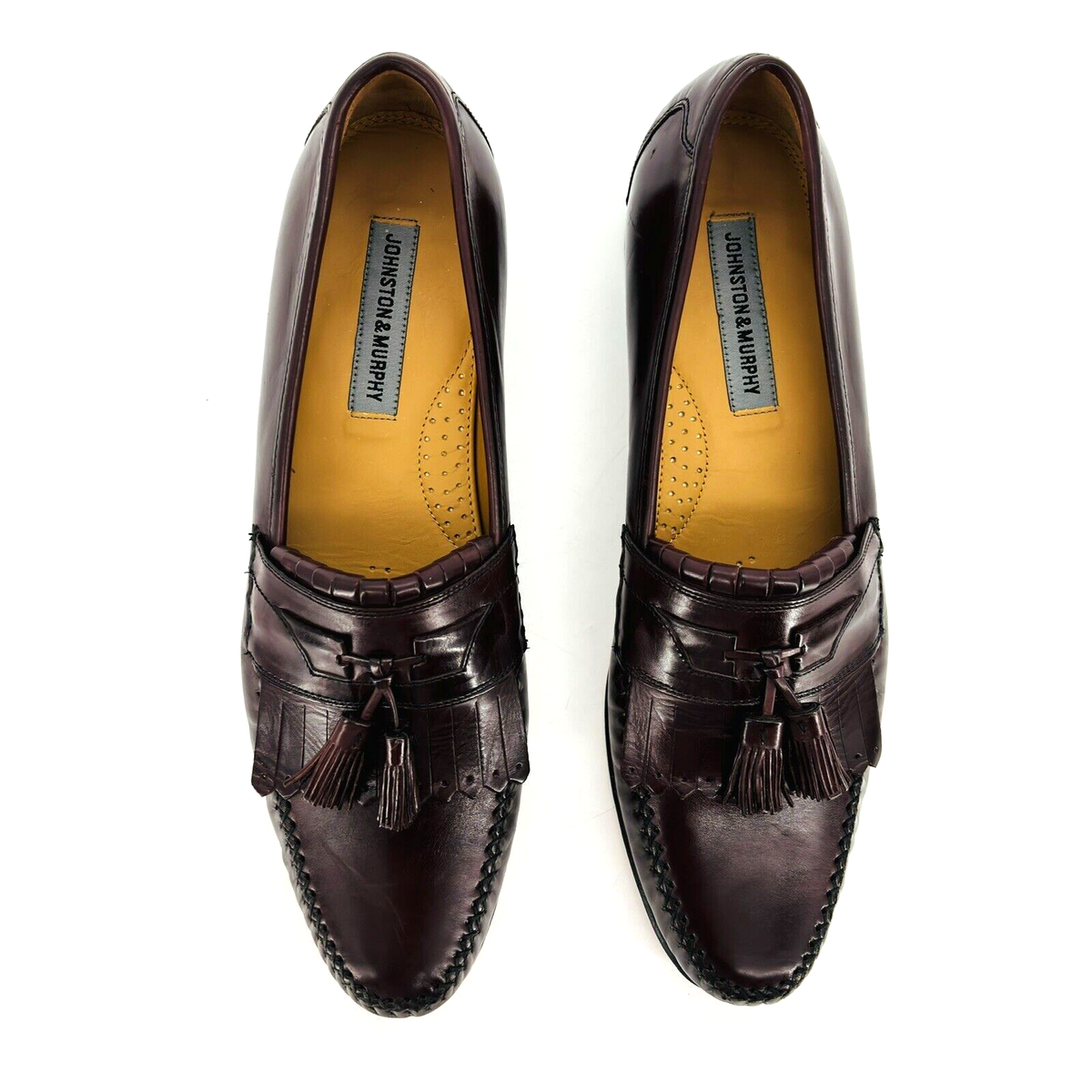 Mens 12 N Johnston Murphy Loafers Burgundy Leather Tassel 