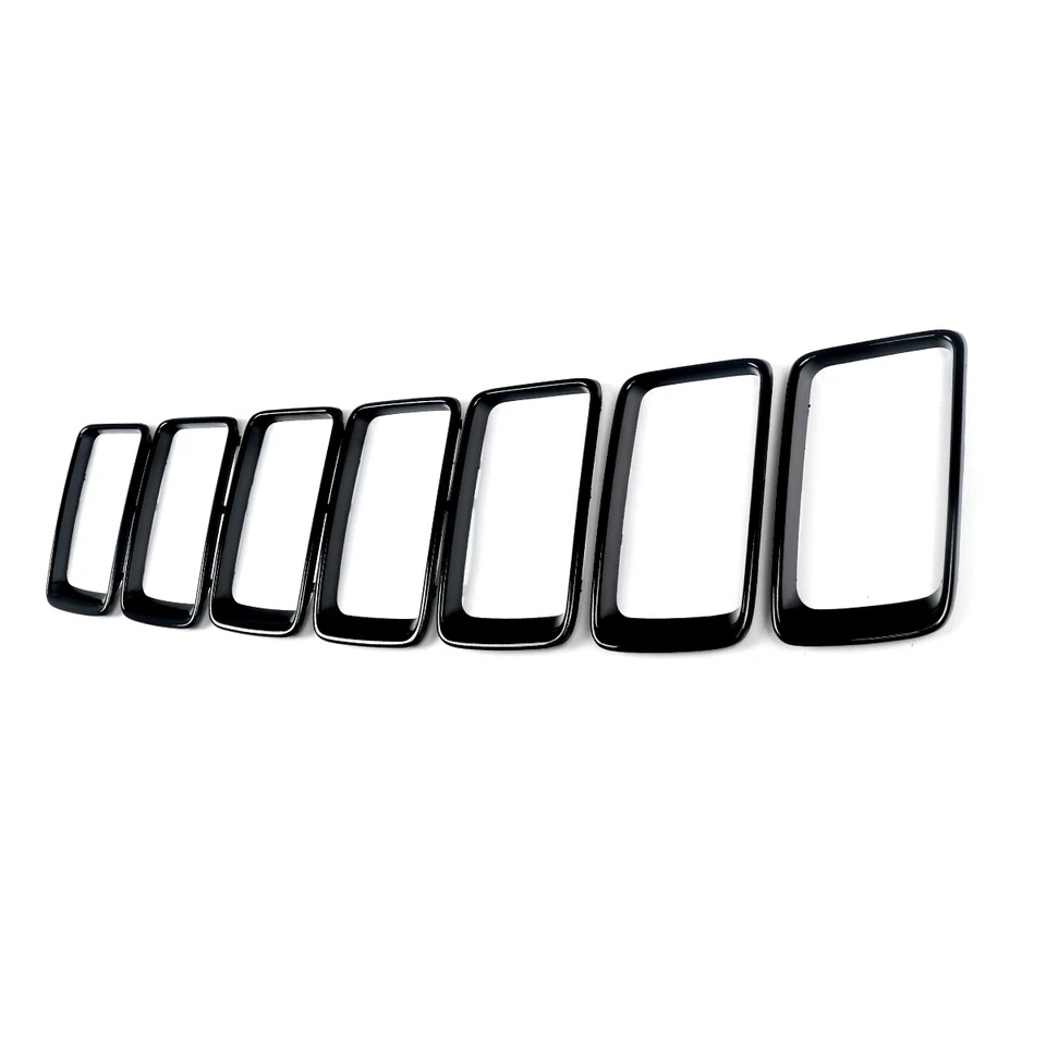 For 2014-2016 Jeep Grand Cherokee 7PCS Front Grille Trim Ring Insert Cover Black Foto 4 de 4