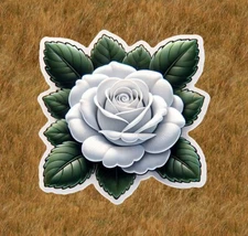 Beautiful white rose 100% waterproof vinyl sticker decal - many sizes available