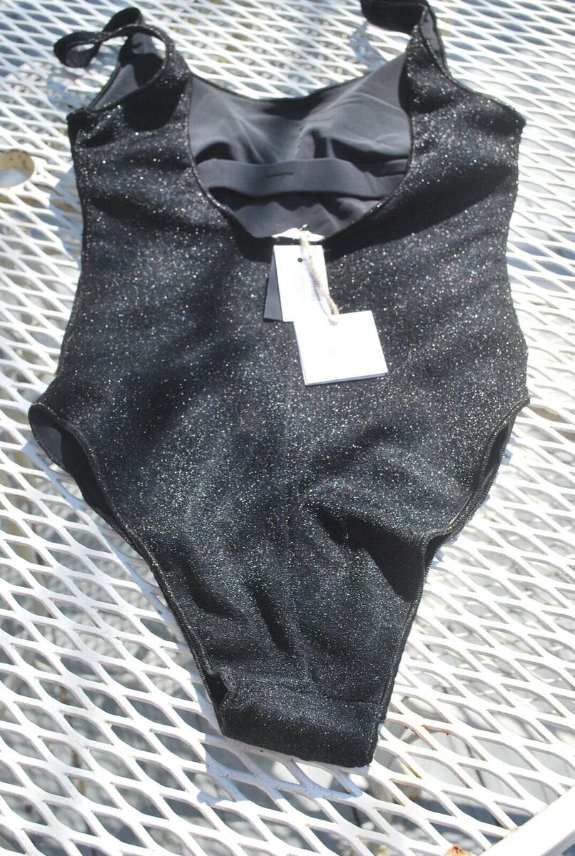 ワンピース水着 Oseree FW25 Black nylon blend swimsuit (FIS249 BLACK) NWT OSEREE Swimwear Sporty Maillot Lurex Black Glitter One