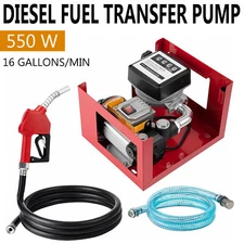 Electric Diesel Oil Fuel Transfer Pump Self Priming Display Meter w/ Nozzle,Hose