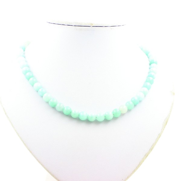 Halskette Perlen Amazonit 8 Mm Kette Aus Edelstahl-image