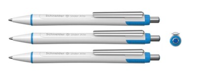 3x Schneider Kugelschreiber XB Slider Xite 90% biobasierter Kunststoff, blau