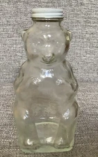 Vintage Snow Crest Beverages Clear Glass Bear Bottle Salem MA w/Cap