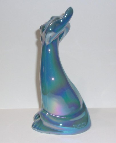 Fenton Glass Georgia Blue Carnival 6" Happy Cat FAGCA Exclusive '23 Mosser Glass - Picture 4 of 5