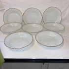8 Vintage Fire King Anchor Hocking Suburbia 7.5” Soup Salad Pasta Bowls Gold Rim
