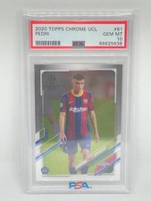 PEDRI 2020 TOPPS CHROME UEFA CHAMPIONS LEAGUE #61 ROOKIE RC PSA 10 GEM MINT