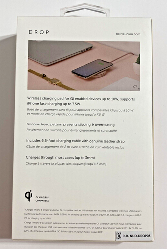 Native Union Drop Fast Charging 10W Qi Wireless Charger Charging Rose Pink NEW - Picture 3 of 8