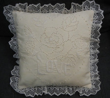 Handmade 12  Ecru  Love  Ring Bearer or Decorative Pillow NWT