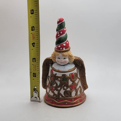 Campana Spiriti Celesti Vintage Decorazione Natale Biondo Angelo Oro 5,5"H - Foto 8 di 8
