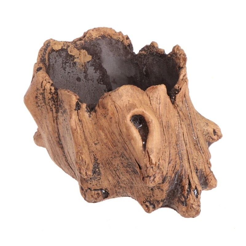 Cement Succulent Planter Box - Imitation Wood Bonsai Decorative Pot