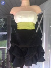 Womens Juniors Speachless strapless BLACK GREEN & WHITE bubble dress Size 3