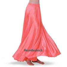 TMS Lachsfarbener Satin-Vollkreisrock für Bauchtanz, Tribal, Jupe, Rock,...