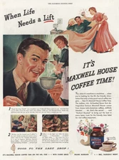 1943 Maxwell House Coffee: Life Needs Lift Vintage Print Ad