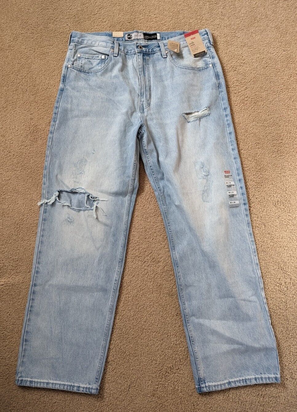 Levi's SilverTab Loose Baggy Distressed Jeans Mens Size 38 x 32 Irregular  2022