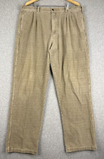 Vintage Woolrich Corduroy Pants Mens 40x34 Khaki Pleated 100 Flap Rear Pockets