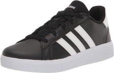 Unisex Big Kids Adidas Grand Court Tennis Shoe 6503 Black/White Brand New