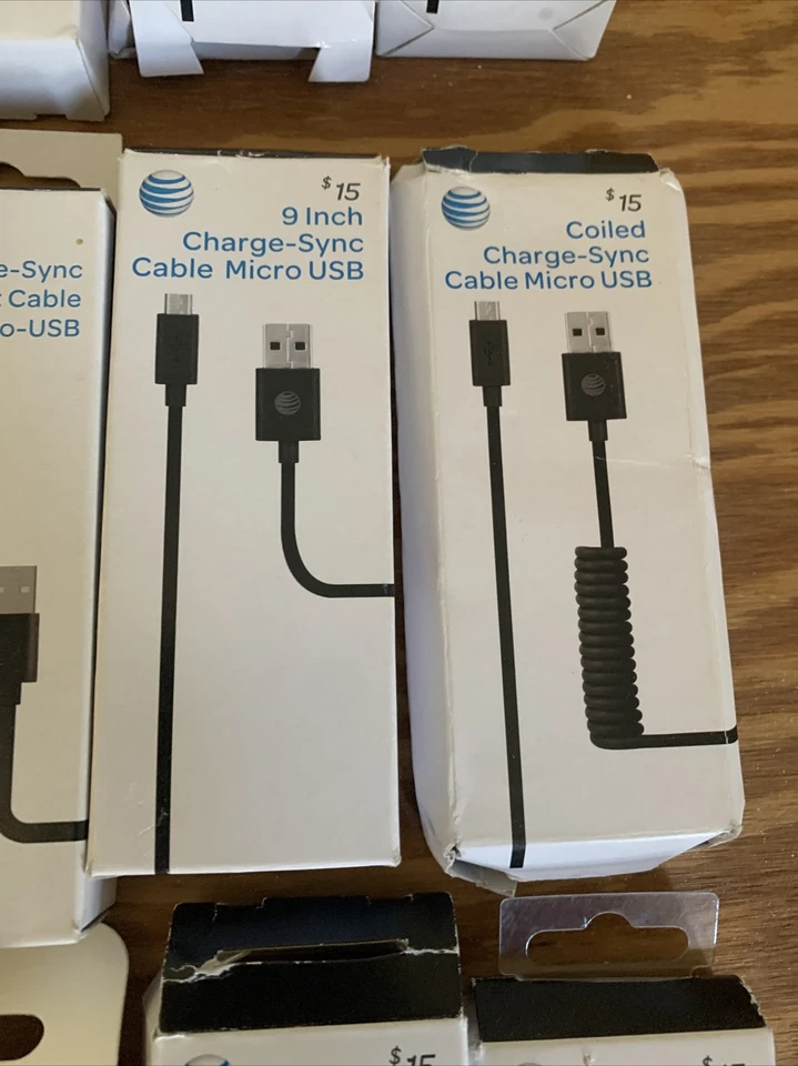 Lote de (21) cables de sincronización de carga At&T para micro USB al por mayor Foto 3 de 3
