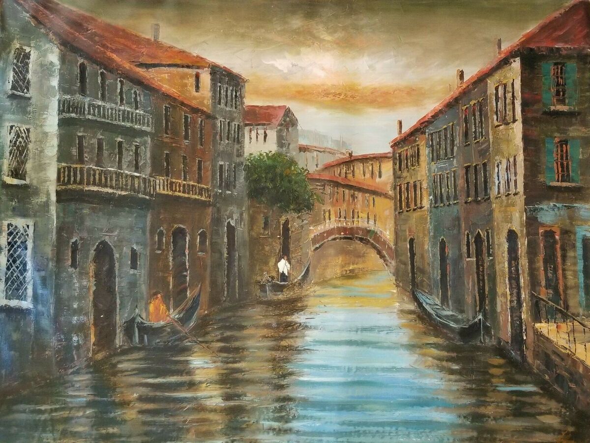Hand Painted Oil Painting Venice Landscape on Canvas 36 Hand Painted Oil Painting Venice Landscape on Canvas 36