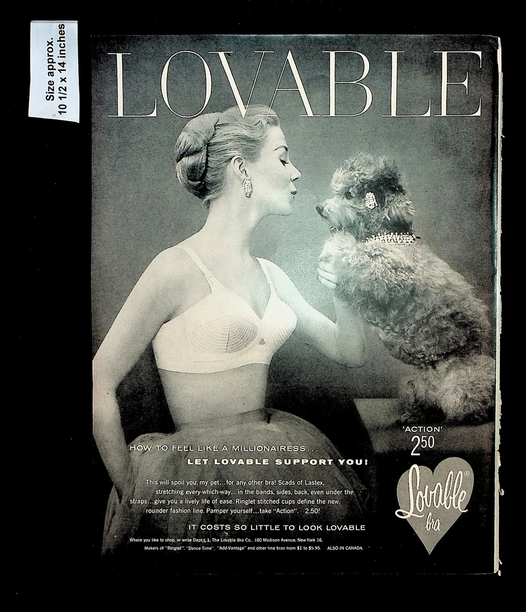 1955 Lovable Bra Woman Skirt Dog Paw Jewelry Vintage Print Ad 33519