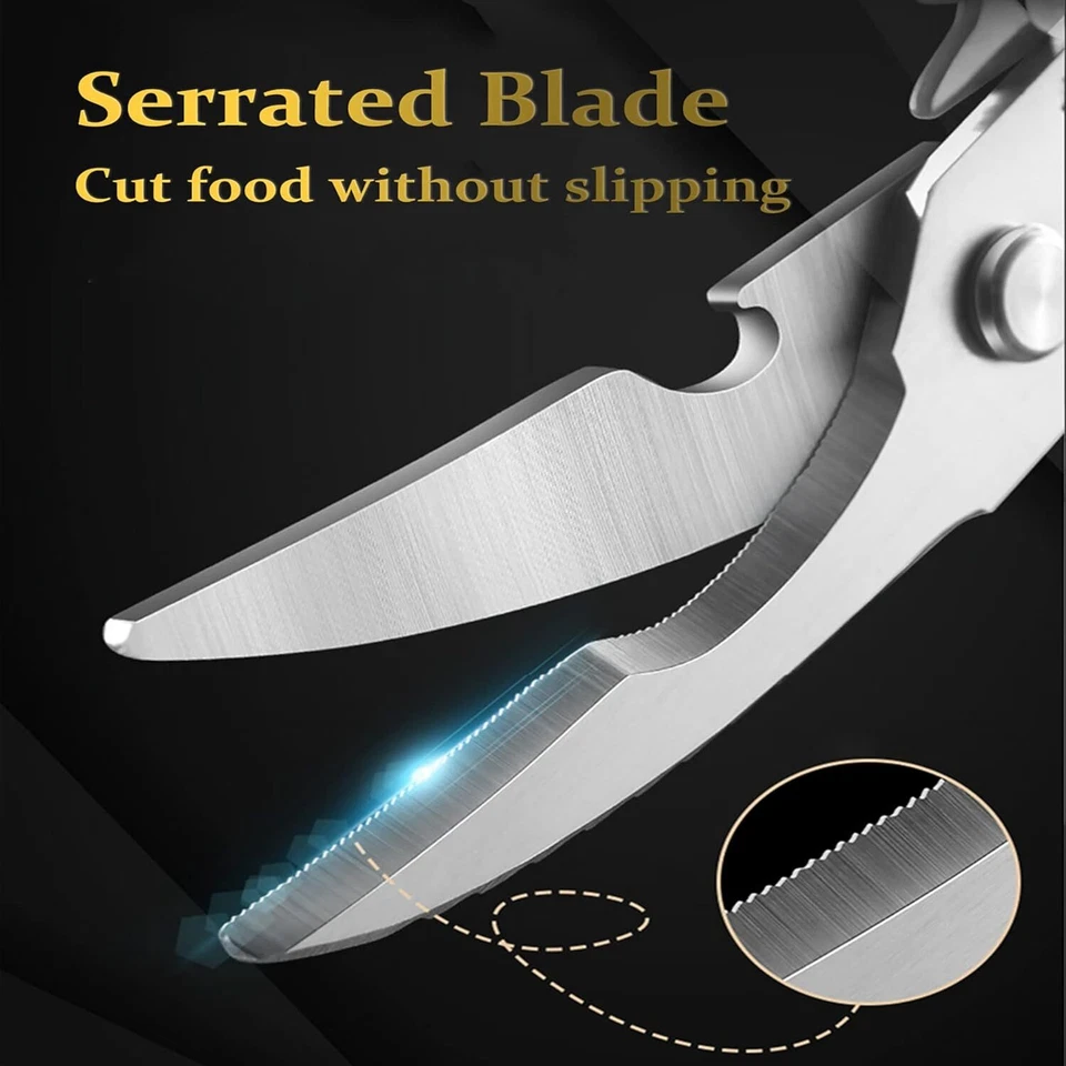 Geflügelschere Küchenschere Edelstahl Fleischschere Gezacktem Rand Knochenschere - Bild 2 von 4