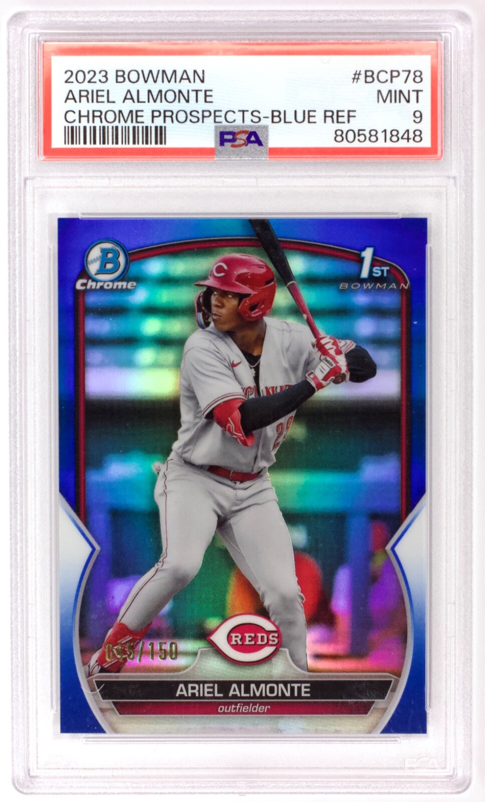 2023 Bowman Chrome Blue Refractor BCP-78 Ariel Almonte 45/150 PSA 9 MINT POP 2