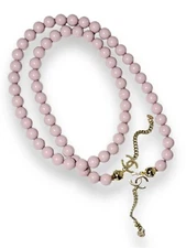 CHANEL Dark Rose Pearl Chain Authentic Made In Italy 32” Length