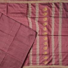 Vintage Burgundy Sarees 100 Pure Silk Woven Indian Sari 5YD Decor Craft Fabric